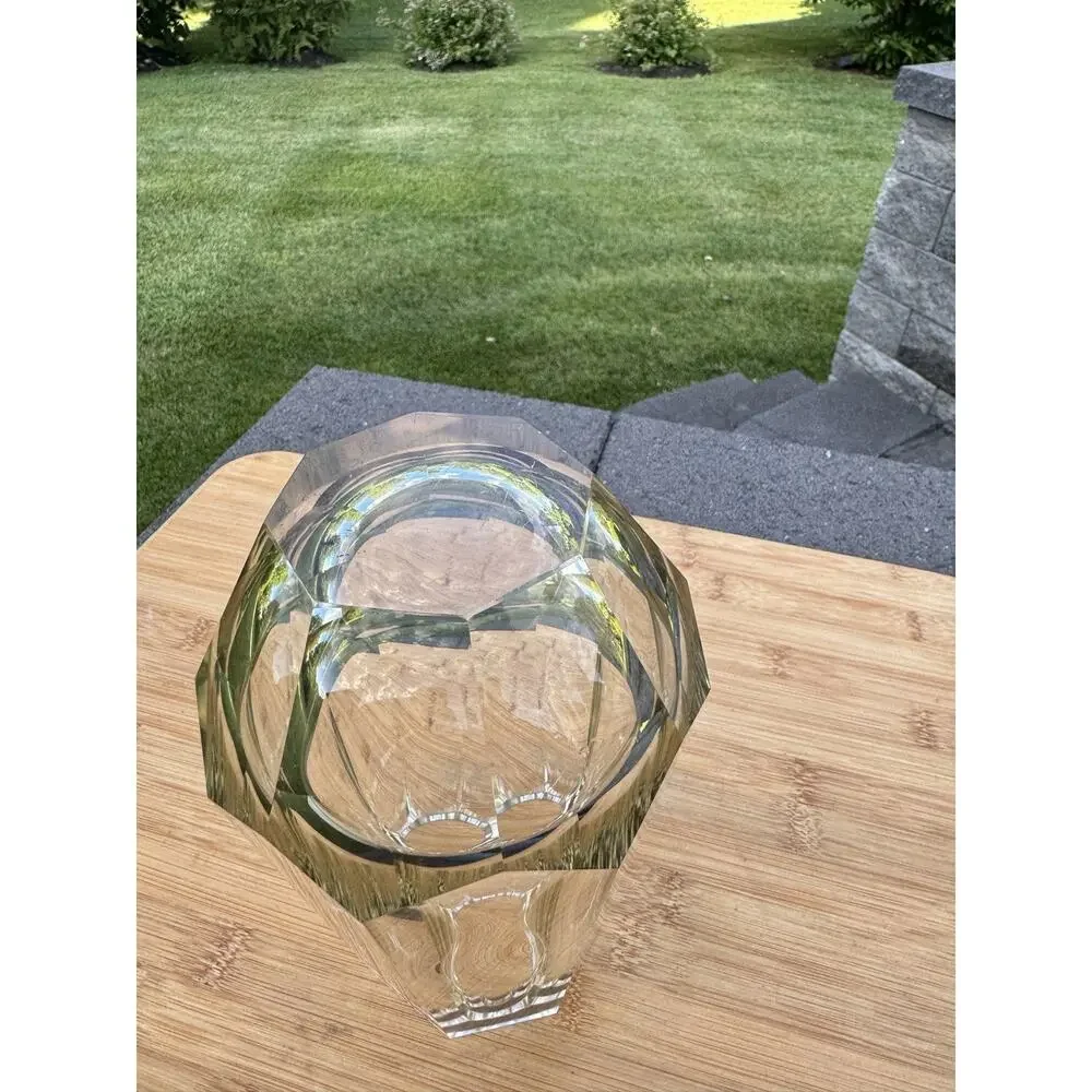 Josef Hoffmann Moser Art Deco Octagonal Faceted Glass Vase 8